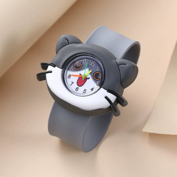 Children's Plastic Rubber Watch Fashion Creative Round Dial Cartoon Pattern Quartz Watch