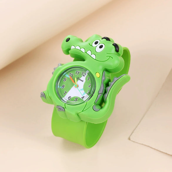 Children's Plastic Rubber Watch Fashion Creative Round Dial Cartoon Pattern Quartz Watch