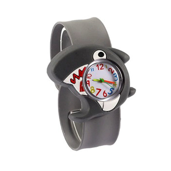Children's Plastic Rubber Watch Fashion Creative Round Dial Cartoon Pattern Quartz Watch