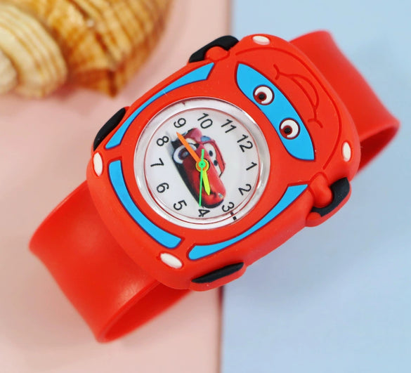 Children's Plastic Rubber Watch Fashion Creative Round Dial Cartoon Pattern Quartz Watch