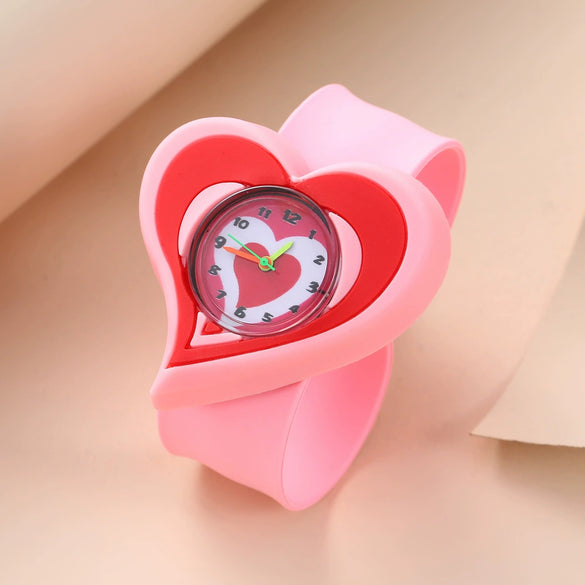 Children's Plastic Rubber Watch Fashion Creative Round Dial Cartoon Pattern Quartz Watch