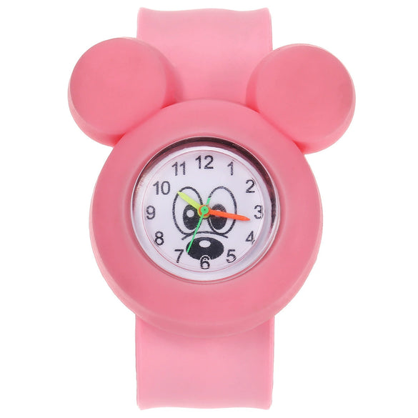 Children's Plastic Rubber Watch Fashion Creative Round Dial Cartoon Pattern Quartz Watch
