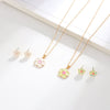 Children's Princess Flower Necklace And Earrings Set Alloy Jewelry With Glossy Drip Finish