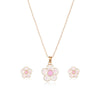 Children's Princess Flower Necklace And Earrings Set Alloy Jewelry With Glossy Drip Finish