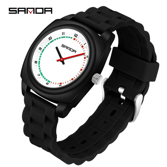 Children's Watch Dopamine Colorblocking Silicone Case And Strap Round Dial Quartz Movement Waterproof