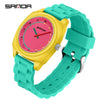 Children's Watch Dopamine Colorblocking Silicone Case And Strap Round Dial Quartz Movement Waterproof