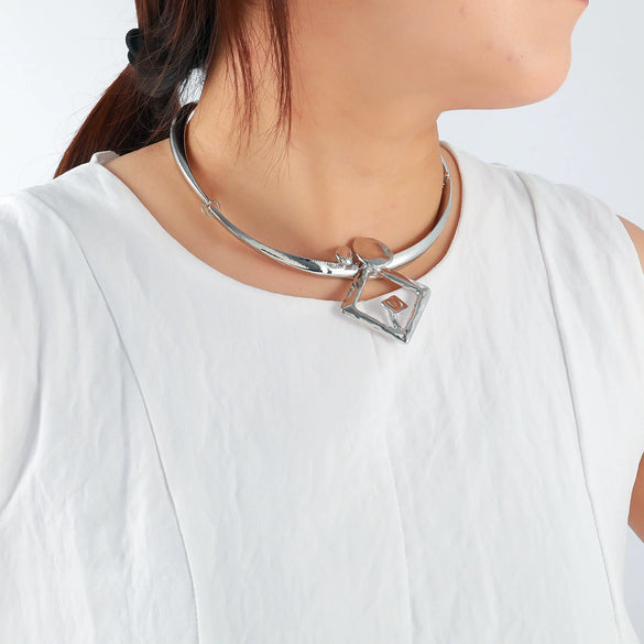 Choker Alloy Geometric Round Electroplating Women's Hiphop Punk Retro Exaggerated