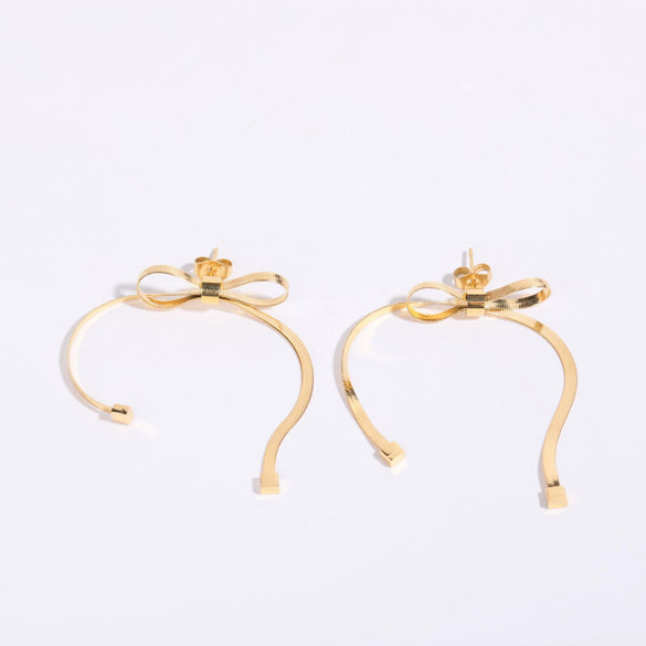 Choker Necklace Stainless Steel Titanium Steel Bow Snake Bone Style 18K Gold Plated Color Preservation Electroplating
