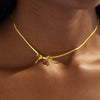 Choker Necklace Stainless Steel Titanium Steel Bow Snake Bone Style 18K Gold Plated Color Preservation Electroplating