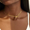 Choker Necklace Stainless Steel Titanium Steel Bow Snake Bone Style 18K Gold Plated Color Preservation Electroplating