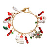 Christmas Alloy Charm Bracelet For Women With Snowflake Elk Bell Santa Claus And Tree Pendants Dripping Oil Finish Buckle Design