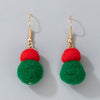 Christmas Alloy Drop Earrings With Candy Elk Bell And Red Green Fur Ball Accents Electroplated Geometric Simple Fashion Earrings