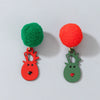 Christmas Alloy Drop Earrings With Candy Elk Bell And Red Green Fur Ball Accents Electroplated Geometric Simple Fashion Earrings