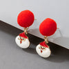 Christmas Alloy Drop Earrings With Candy Elk Bell And Red Green Fur Ball Accents Electroplated Geometric Simple Fashion Earrings