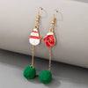 Christmas Alloy Drop Earrings With Candy Elk Bell And Red Green Fur Ball Accents Electroplated Geometric Simple Fashion Earrings