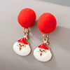 Christmas Alloy Drop Earrings With Candy Elk Bell And Red Green Fur Ball Accents Electroplated Geometric Simple Fashion Earrings