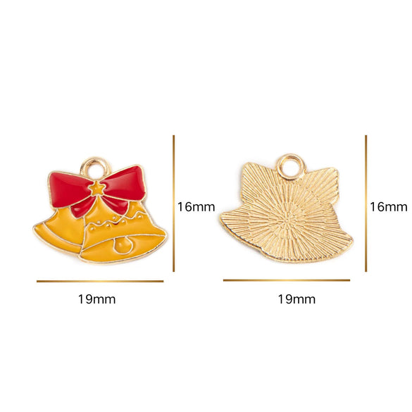 Christmas Alloy Enamel Deer Head Snowflake Gingerbread Man Bell Pendant Necklace With Electroplated Finish