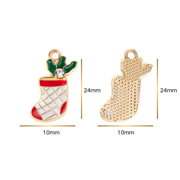 Christmas Alloy Enamel Deer Head Snowflake Gingerbread Man Bell Pendant Necklace With Electroplated Finish