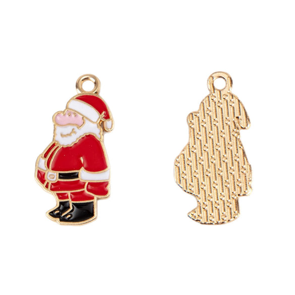 Christmas Alloy Enamel Deer Head Snowflake Gingerbread Man Bell Pendant Necklace With Electroplated Finish