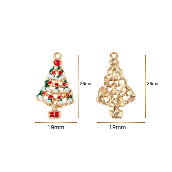Christmas Alloy Enamel Deer Head Snowflake Gingerbread Man Bell Pendant Necklace With Electroplated Finish