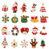 Christmas Alloy Enamel Deer Head Snowflake Gingerbread Man Bell Pendant Necklace With Electroplated Finish