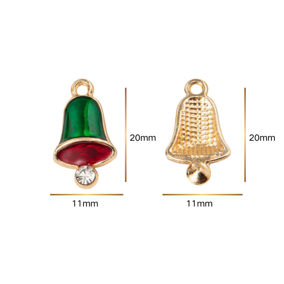 Christmas Alloy Enamel Deer Head Snowflake Gingerbread Man Bell Pendant Necklace With Electroplated Finish