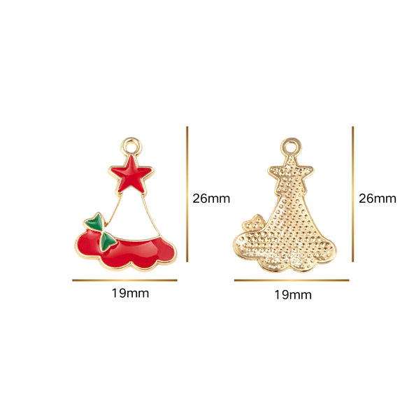 Christmas Alloy Enamel Deer Head Snowflake Gingerbread Man Bell Pendant Necklace With Electroplated Finish