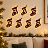 Christmas Boxwood Illuminated Wall Hanging With Gift Bag And Festive Figure Silhouette Printed Lightup Holiday Home Decor