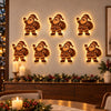 Christmas Boxwood Illuminated Wall Hanging With Gift Bag And Festive Figure Silhouette Printed Lightup Holiday Home Decor
