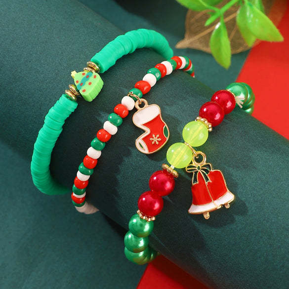 Christmas Bracelet Soft Pottery Beaded Letter Snowflake Handmade