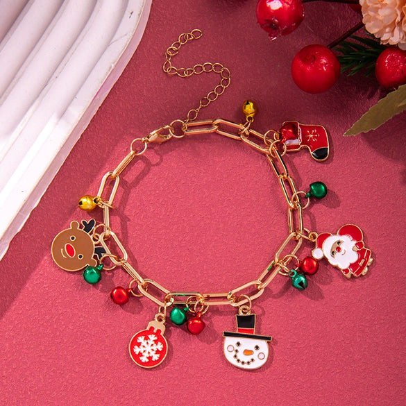 Christmas Bracelet With Geometric Pattern And Festive Elements