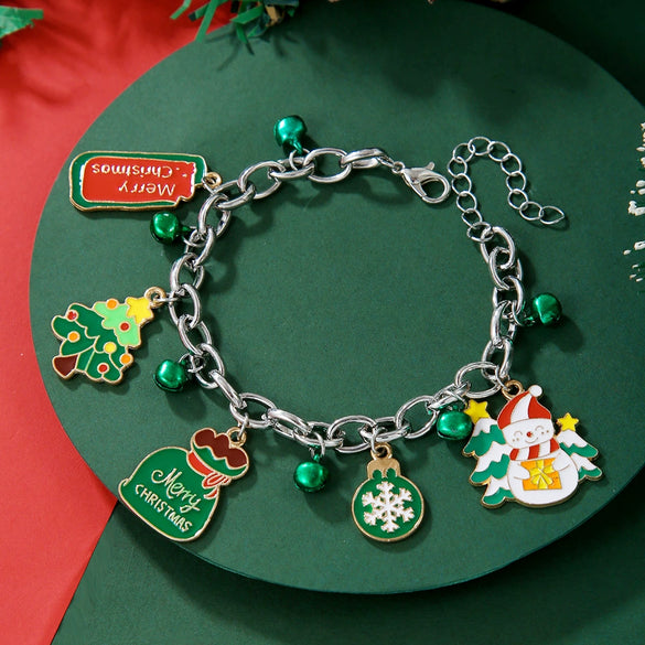 Christmas Bracelet With Geometric Pattern And Festive Elements