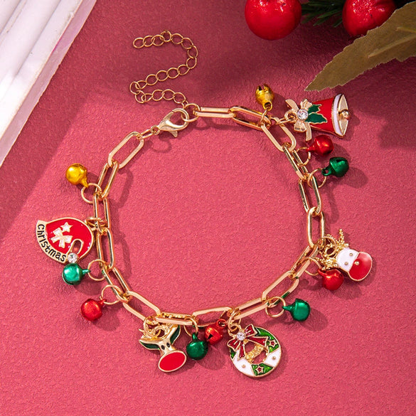 Christmas Bracelet With Geometric Pattern And Festive Elements