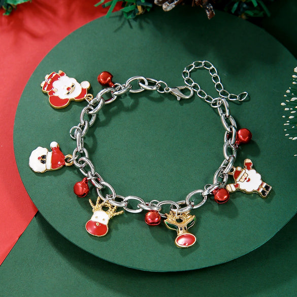 Christmas Bracelet With Geometric Pattern And Festive Elements