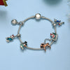 Christmas Cartoon Charm Bracelets Zinc Alloy Snowman Reindeer And Santa Pendants With Drip Oil Finish Minimalist Wholesale Jewelry