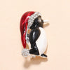 Christmas Clothing Alloy Penguin Brooch With Oil Dripping Design And Electroplating