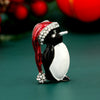 Christmas Clothing Alloy Penguin Brooch With Oil Dripping Design And Electroplating