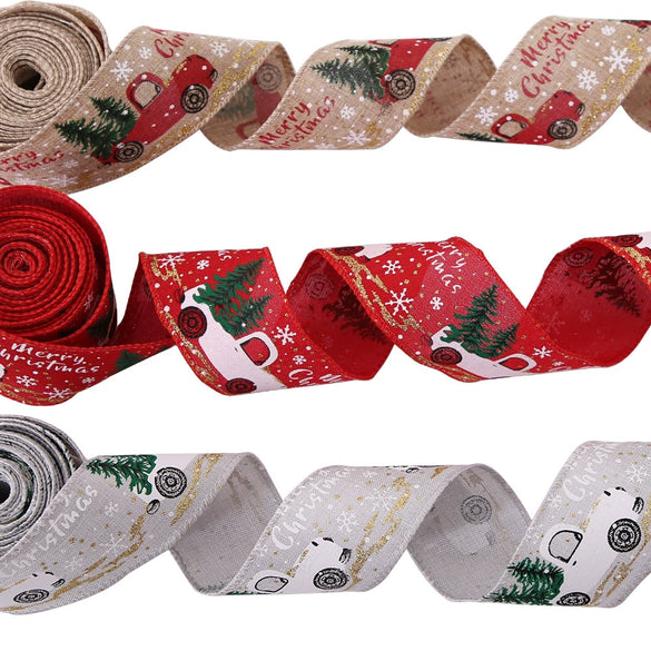 Christmas Decoration Ribbon Red White For Christmas Tree Gift Box Packaging Accessories