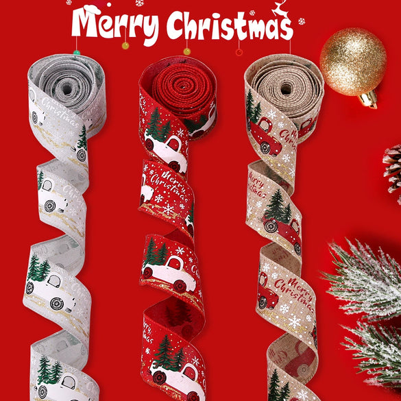 Christmas Decoration Ribbon Red White For Christmas Tree Gift Box Packaging Accessories