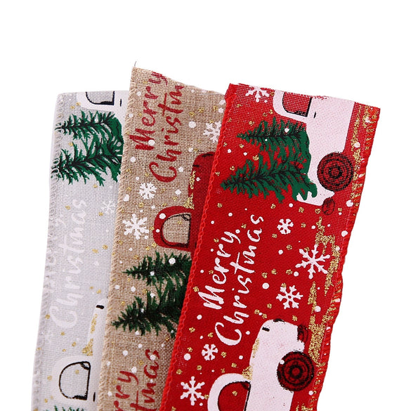 Christmas Decoration Ribbon Red White For Christmas Tree Gift Box Packaging Accessories