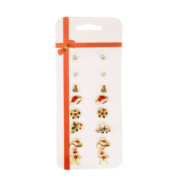 Christmas Earring Set For Women Alloy Santa Claus Elk Geometric Electroplated Earrings