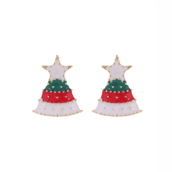 Christmas Earrings Alloy Snowflake Diamond Bell Christmas Tree Cartoon Character Rhombus Ushaped Dropshaped Geometric Animal Zodiac Electroplated