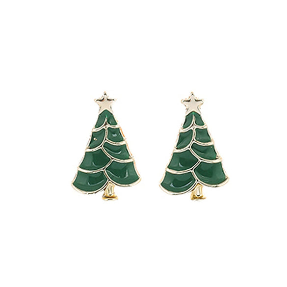 Christmas Earrings Alloy Snowflake Diamond Bell Christmas Tree Cartoon Character Rhombus Ushaped Dropshaped Geometric Animal Zodiac Electroplated