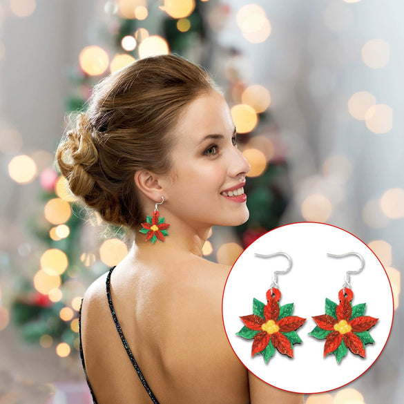 Christmas Earrings Cartoon Santa Claus Elk Snowman Bell Silverplated