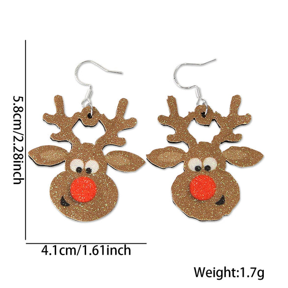 Christmas Earrings Cartoon Santa Claus Elk Snowman Bell Silverplated