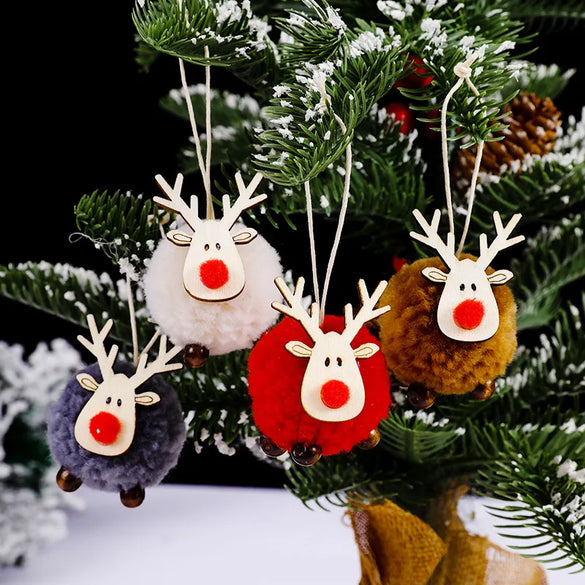 Christmas Festival Decorations Felt Deer Pendant Creative Elk Lamb Velvet Ball Christmas Tree Hanging Gift