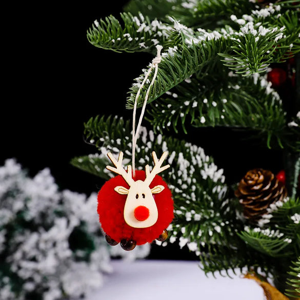 Christmas Festival Decorations Felt Deer Pendant Creative Elk Lamb Velvet Ball Christmas Tree Hanging Gift