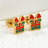 Christmas Gift Box Stainless Steel Earrings For Women Fashionable Festive Electroplated Metal Jewelry