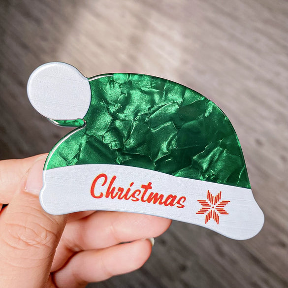Christmas Glitter Acrylic Handmade Women's Hair Grab Clip
