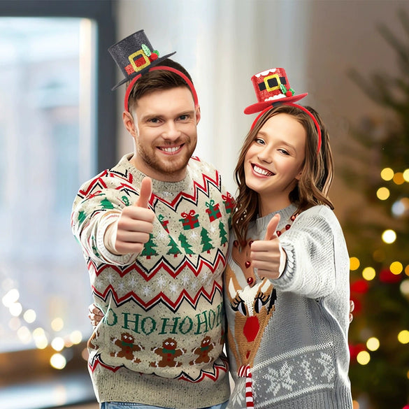 Christmas Hair Band Bow Antler Head Buckle Plastic Cartoon Christmas Tree Snowman Headwear For Children